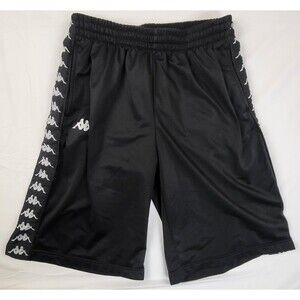 Vintage 90s Kappa Logo Tape Athletic Basketball Shorts Black Mens Large